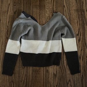 Striped knotted back sweater